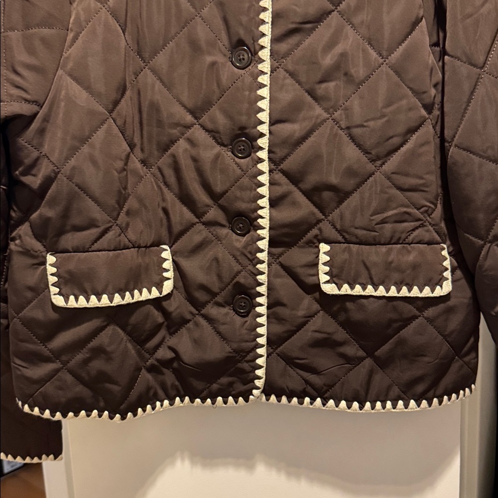 Wayf Chocolate Quilted Jacket with Ivory Accents - Picture 2 of 10